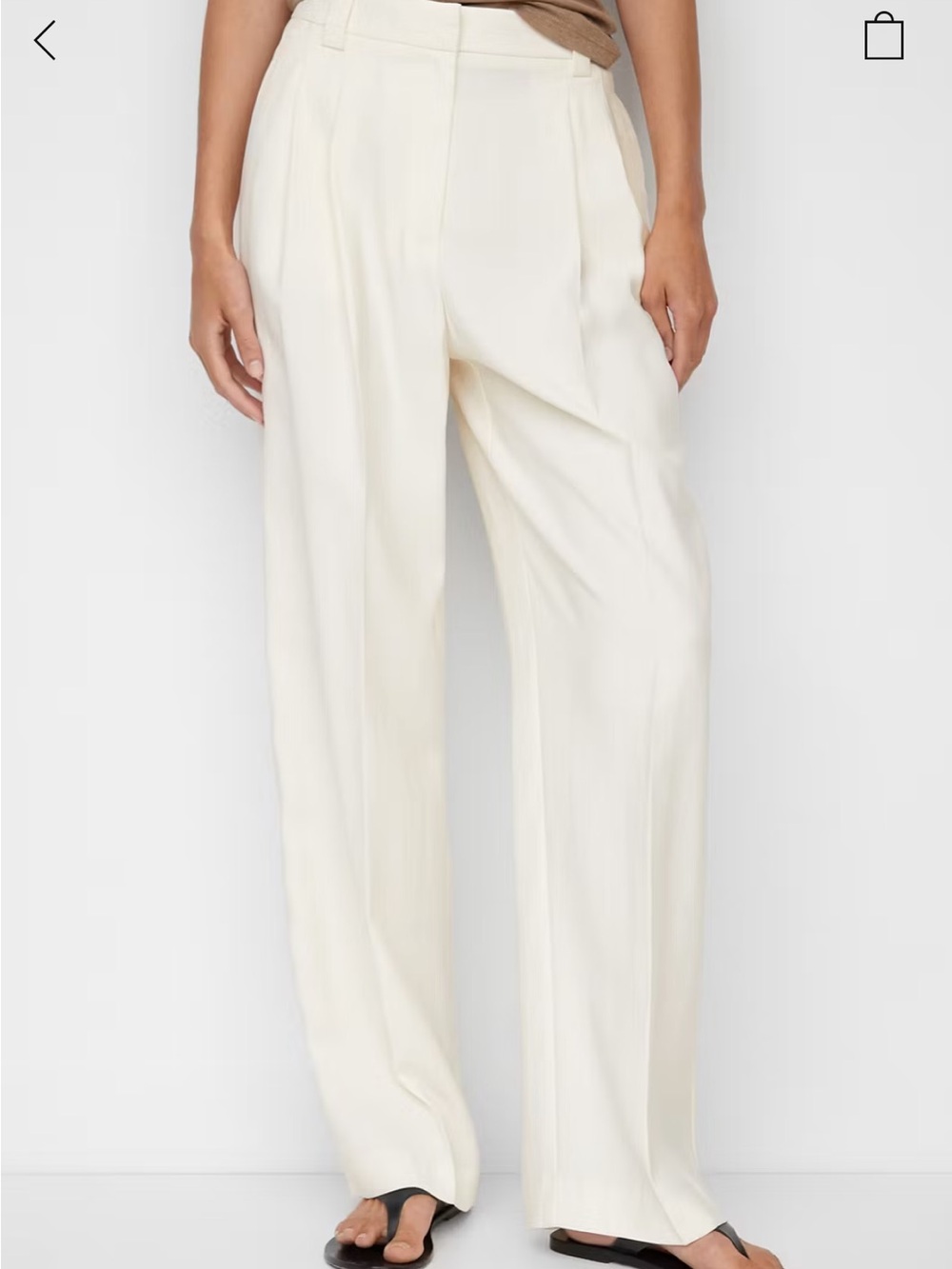 Mango Women’s Wide Leg Pleated Pants Cream size medium NWT